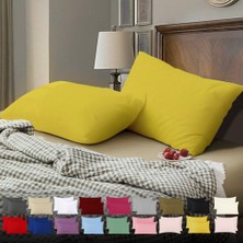 Teksnil Home | Düz Pamuklu 2’li Sarı Yastık Kılıfı | 50  x  70  cm  Kapaklı |