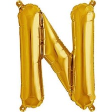 Altın Folyo Balon 32" Inç 76 cm N Harfi