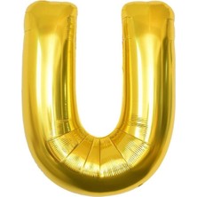 Tatlı Günler Altın Folyo Balon 40" Inç 100  cm  U Harfi