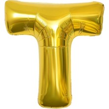 Tatlı Günler Altın Folyo Balon 40" Inç 100  cm  T Harfi