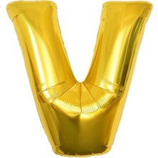 Tatlı Günler Altın Folyo Balon 40" Inç 100  cm  V Harfi