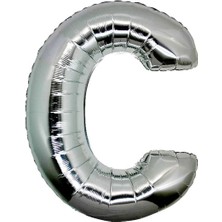 Gümüş Folyo Balon 32" Inç 76 cm C Harfi