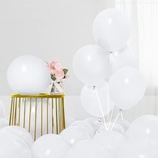 Beyaz 20 Adet Mat Balon Büyük Boy 30  cm