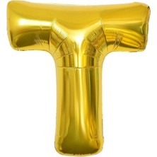 Altın Folyo Balon 32" Inç 76 cm T Harfi