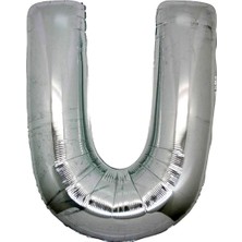 Gümüş Folyo Balon 32" Inç 76 cm U Harfi