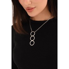 Pınkmark Kadın Gümüş Üçlü Halka Chokker Kolye 40CM PMKL25618