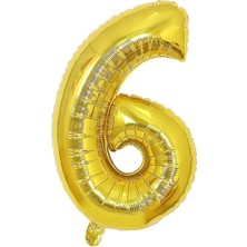 Tatlı Günler Altın Folyo Balon 40" Inç 100  cm  6 Rakamı