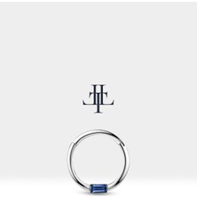 Baget Safirli Halka Piercing, 10-12 mm , 1.2 Mm, 14K Sarı-Beyaz-Kırmızı Altın | LC00016S