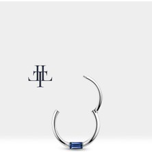 Baget Safirli Halka Piercing, 10-12 mm , 1.2 Mm, 14K Sarı-Beyaz-Kırmızı Altın | LC00016S