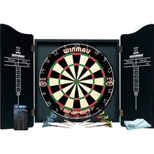 Winmau Profesyonel Dart Seti (Winmau Sniper Dart Tahtası, 6 Adet Winmau Ok, Winmau Ahşap Kabin)