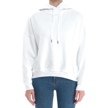 Beyaz Kapşonlu Sweat