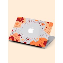 Macbook Air (M2-M3) Kılıf 15 Inç A3114-A2941 2023/2024 Şeffaf Sert Kapak Koruma Macos-19 Geometrik Turuncu ve Kırmızı