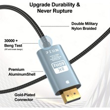 CoverZone Dp To Dp Kablo, 8k 60Hz 200CM Yüksek Hızlı, Displayport Kablo 2 Metre Kablo Uzunluğu Displayport To Displayport Kablo 200CM ZR856