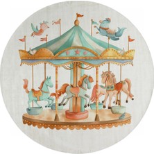 Kilim Home Mars 228 Atlı Karınca Temalı Pastel Tonlarda Bebek Çocuk Odası Halısı