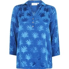 Baskılı Truvakar Kol  Mavi Bluz