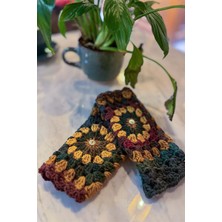 Clandestino El Örgüsü Renkli Parmaksız Eldiven Yeşil - Sarı