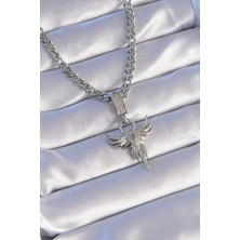 Fy Butik 316L Çelik Gümüş Renk Zirkon Taşlı Anka Kuşu Model Kolye