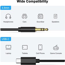 Samsung Xiaomi Uyumlu Aux Kablosu Type-C To Jack Çevirici Dönüştürücü Beyaz Bluetooth Gerektirmez