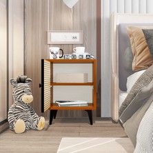 e-Moka Retro Kapaklı Komodin Nar Çiçeği