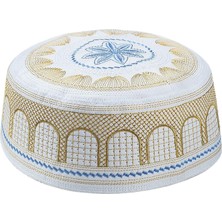 Manual Erkek Dua Şapkası Kafatası Nakışlı Sarı (Yurt Dışından)