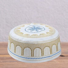 Manual Erkek Dua Şapkası Kafatası Nakışlı Sarı (Yurt Dışından)
