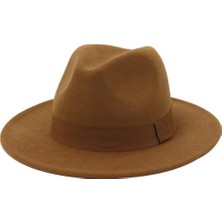 Manual Kadın Erkekler Partisi Düz Üst Fedora Şapkası Şerit Band Kemeri Kış Kış Khaki (Yurt Dışından)