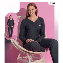Mlale Füme Kalın Raporlu Interlok Bayan Pijama Takımı 1303-3201