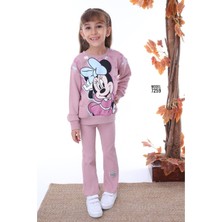 Pjk2i Minnie Desenli Gül Kurusu Fitilli Taytlı 2 Ip %100 Pamuk Kız Çocuk Takımı 3-10 Yaş 7259-GK