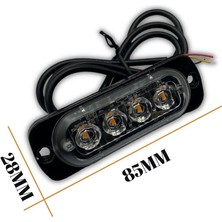 9V-36V  FLAŞ LED LAMBA (ŞEFFAF) (TURUNCU) (4X1W) 3 FONKSİYONLU (85*28*10 MM)