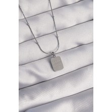 Fy Butik 316L Çelik Gümüş Renk Kare Charm Model Kolye