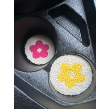Akbaş Design Punch Nakışı 2li Araba Bardak Altlığı / Car Coaster