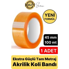 Svein Ekstra Güçlü Yeni Formül 1 Adet 45 mm x 100 mt Koli Bandı Şeffaf Dayanıklı Bant Taşınma Ambalaj