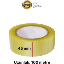 Svein Ekstra Güçlü Yeni Formül 1 Adet 45 mm x 100 mt Koli Bandı Şeffaf Dayanıklı Bant Taşınma Ambalaj