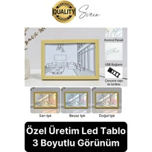 Svein Özel Üretim Tasarım 3 Renk Mod Işıklı Retro Tablo LED Dekoratif Kare Masaüstü Gece Lambası USB