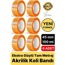 Svein Ekstra Güçlü Yeni Formül 6 Adet 45 mm x 100 mt Koli Bandı Şeffaf Dayanıklı Bant Taşınma Ambalaj