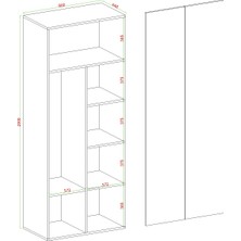 Aymobsan Niro 2 Kapaklı Gardrop, Askılı ve Raflı, 80  cm