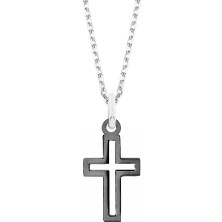 Altın Sepeti Gümüş Siyah Renkli Erkek Haç Kolye