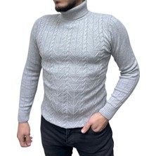 Boğazlı Desenli Triko Erkek Kazağı
