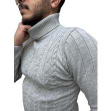 Boğazlı Desenli Triko Erkek Kazağı