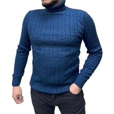 Boğazlı Desenli Triko Erkek Kazağı