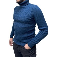 Boğazlı Desenli Triko Erkek Kazağı
