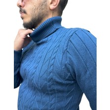 Boğazlı Desenli Triko Erkek Kazağı