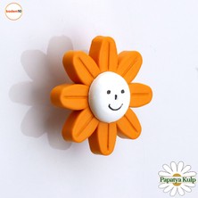 Badem10 Plastik Papatya Kulp Turuncu Mobilya Çoçuk Odası Kız Erkek Dolap Kapak Kulpu Çekmece Kulbu 1 Adet