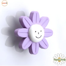 Badem10 Plastik Papatya Kulp Lila Renk Mobilya Çoçuk Odası Kız Erkek Dolap Kapak Kulpu Çekmece Kulbu 1 Adet