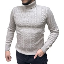 Boğazlı Desenli Triko Erkek Kazağı