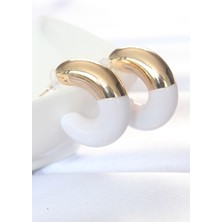 Ccb Beyaz Gold Çift Renk Küpe