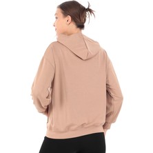 Pachie Kapüşonlu Fermuarlı Kadın Cepli Vizon Sweatshirt (PCST062)