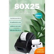 Analitik Form Matbaacılık 80 x 25 Termal Plasiyer Adisyon Yazıcı Sıramatik Rulosu 25 mt 20 Adet