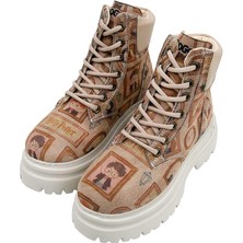 Dogo Kadın Vegan Deri Bej Bot - Frames-Of-Hogwarts Tasarım