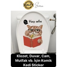 Svein Özel Tasarım Wc Klozet Için Komik Kedi Sticker Tuvalet Banyo Cam Duvar Yapıştırma Etiket Dekoratif